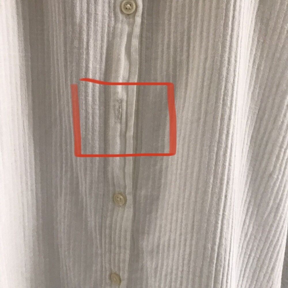 J Crew White Striped Longline Collared 100% Cotton Tunic Top Shirt Neutral L - Picture 5 of 10
